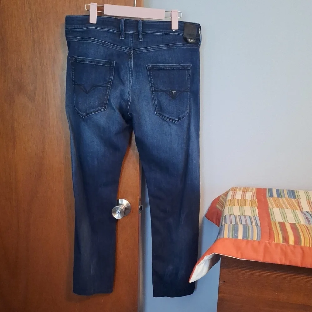 Guess Blue Slim Jeans with Subtle Distressing Size 32 Waist Women